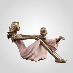 Интерьерная Фигура Декор " Мама с дочкой " Розово-Золотистая от 2 штук (Полистоун)