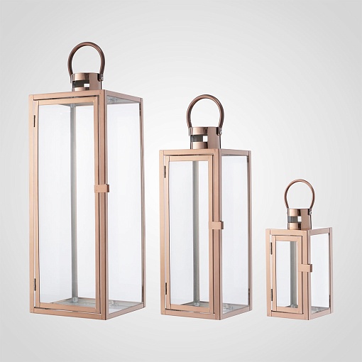 Розово-Золотистый Набор из Трех Фонарей Подсвечников