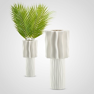 Дизайнерская интерьерная ваза с широким горлом белая