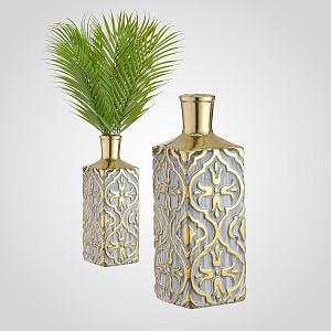 Керамическая золотистая ваза-бутылка L