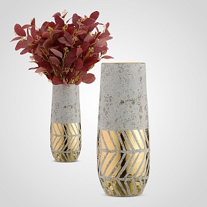 Интерьерная золотисто-серая керамическая ваза L