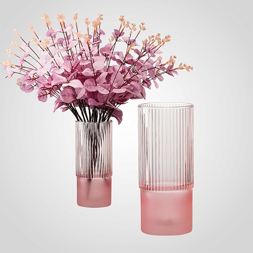 Стеклянная ваза COLORED GLASS розовая матовая текстура 