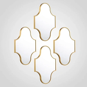 Настенное интерьерное зеркало  АВАНГАРД золотистого  цвета  красивая форма