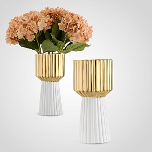 Бело-золотистая ваза из керамики L