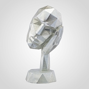Интерьерная Декоративная Серебристая Фигура на подставке 16 см.(Полистоун)