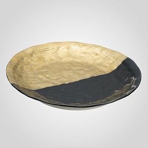 Сервировочное круглое блюдо черно-золотистое 25 см