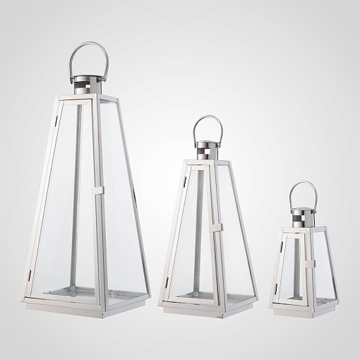 Интерьерный Набор из Трех Фонарей-Подсвечников Серебристый