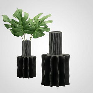 Дизайнерская интерьерная ваза с узким горлышком чёрная 