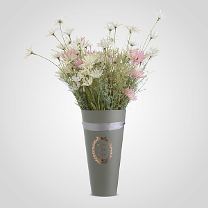Круглый конус для упаковки цветов серый (30см) от 6 штук 