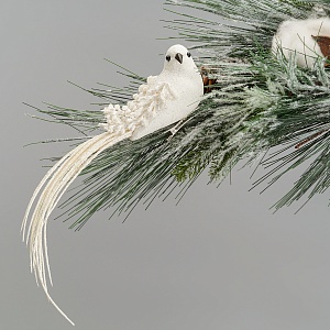 Белая Елочная Подвеска-Птичка 28 см. (от 6 штук)