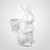 Белый Керамический Кролик-Милаш с Корзинкой и Цветами L