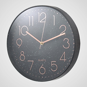 Настенные часы черные (полимер) -  D 30 см