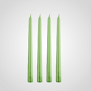 Набор из 4 зеленых свечей 24 см