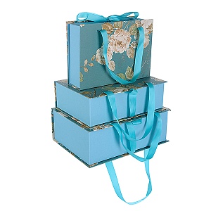 Набор подарочных коробок-фолиантов Синяя глазурь 3 шт 