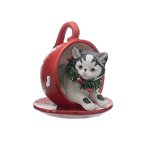Котенок Новогодний в Чашечке (Полистоун,от 4 шт.)