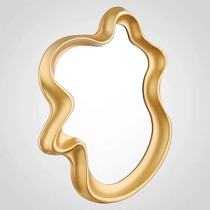 Настенное интерьерное зеркало  АВАНГАРД  форма кляксы золотого цвета