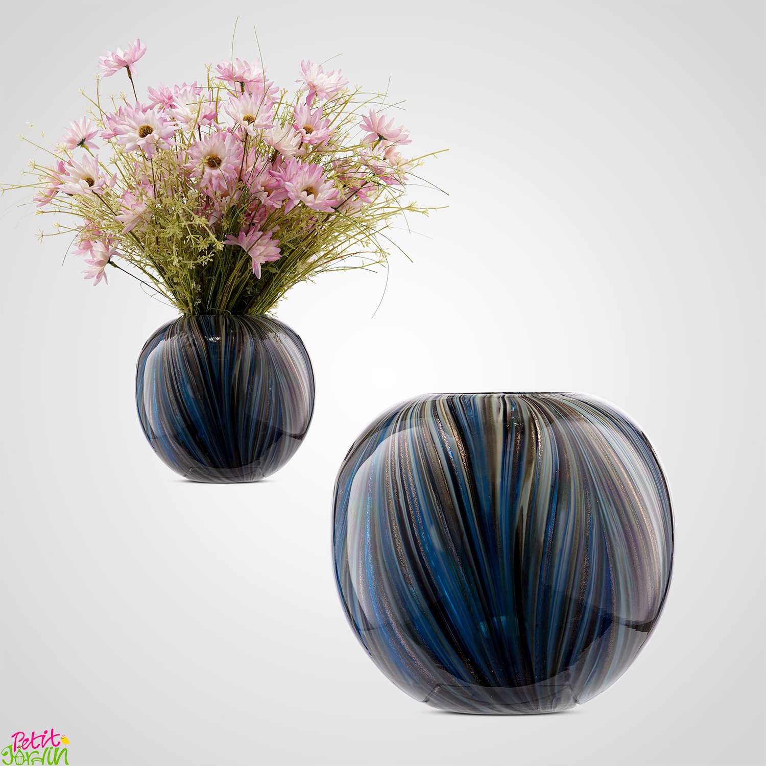 Ваза Интерьерная из Плотного Стекла Синяя с принтом купить в Москве по ...