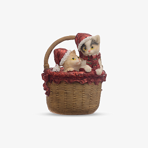 Котята Новогодние в Корзинке (Полистоун)