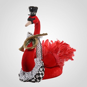 Лебедь Новогодний Интерьерный Красный Бархат Малый
