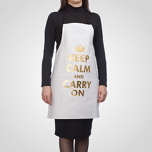 Фартук Белый "Keep Calm and Carry On"