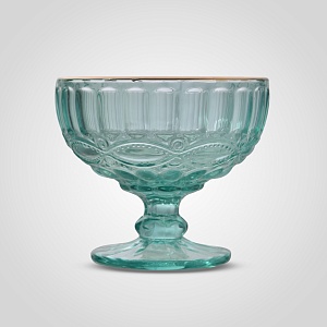 Креманка Стеклянная Бирюзовая с Золотистой Каймой "Regal" (от 6 штук)