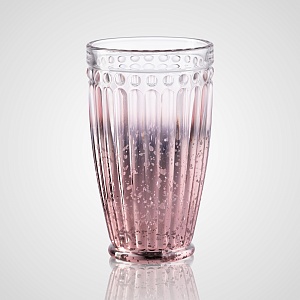 Стеклянный Стакан с Напылением Розового  Цвета 14,5 см. (от 6 штук)