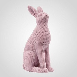 Декор Кролик Розовый из Флокированной ткани