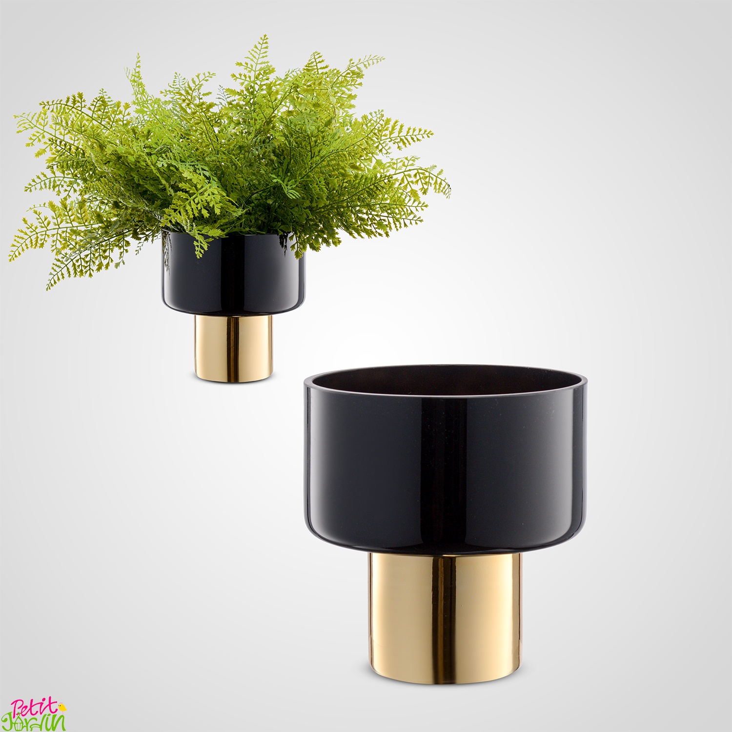 Чёрная стеклянная ваза с золотистым дном купить в Москве по оптовым ...