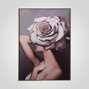 Интерьерное Панно на Холсте "Vintage Rose Lady" 70х50 см.