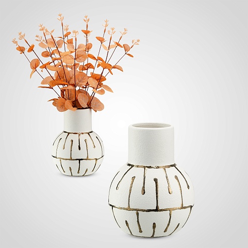 Дизайнерская керамическая ваза с золотистыми узорами М