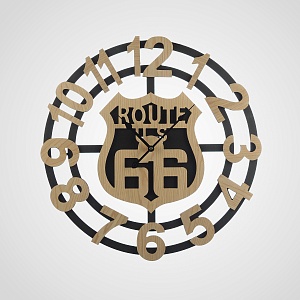 Часы Настенные в Стиле Лофт "Route 66" (Металл+Дерево)