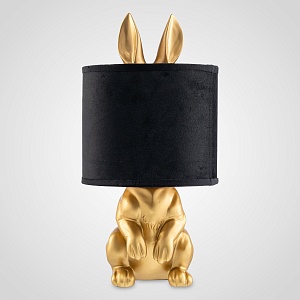 Металлическая  Настольная Лампа Золотистая с Кроликом