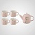 Керамический Розовый Набор для Чаепития : Поднос,Чайник, 4 Кружки "Мрамор"