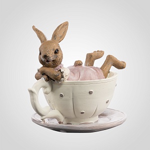Фигура Декор  "Кролик -Девочка в чашке" от 4-х шт. (Полистоун)