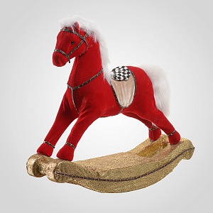 Лошадка-Качалка Новогодняя Интерьерная Красный Бархат Малая