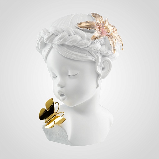 Декоративная статуэтка для интерьера "Девочка с бабочкой" (белая)