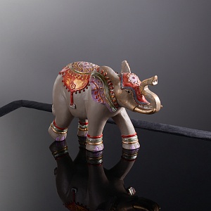 Слон Декор Серый с Индийским Орнаментом (Полистоун)