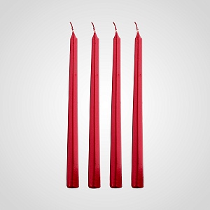 Набор из 4 красных свечей 24 см