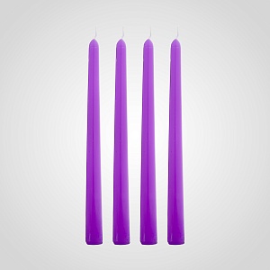 Набор из 4 фиолетовых свечей 24 см