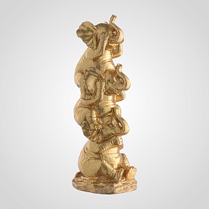 Интерьерная золотистая статуэтка из полистоуна "Три слона"