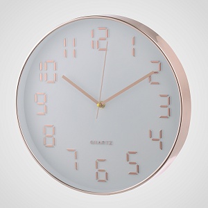 Часы настенные Белые с бронзовым циферблатом (полимер) -  D 30 см