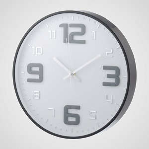 Настенные часы с белым циферблатом (полимер) -  D 30 см