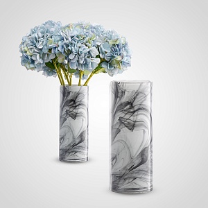 Интерьерная стеклянная ваза "Black marble" S