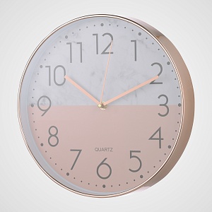 Часы Настенные Двухцветные Розовые "Мрамор" 30 см. (Полимер)