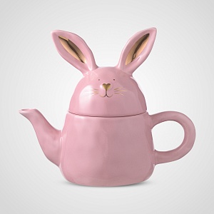Керамический Розовый Заварочный Чайник-Кролик