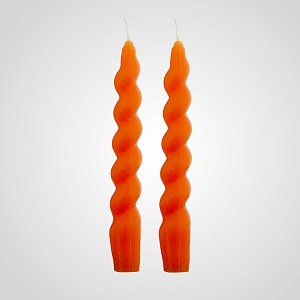 Набор из 2х оранжевых спиральных свечей 20 см