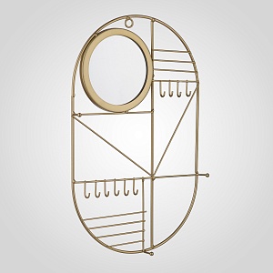 Металлическая Золотистая Ключница-Органайзер с Зеркалом Большая