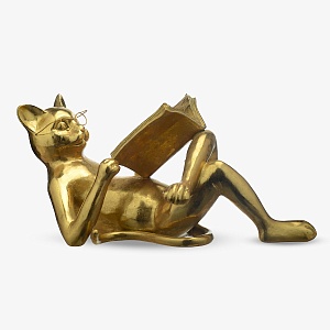 Читающий Кот Золотистый 50х25х25см