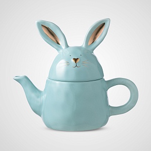 Керамический Бирюзовый Заварочный Чайник-Кролик