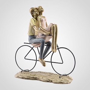 Интерьерная статуэтка из полистоуна "Пара на велосипеде"